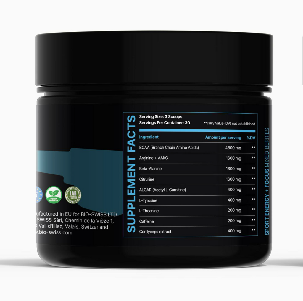 PRE-WORKOUT: SPORT ENERGY + FOCUS - Mixed Berries flavour