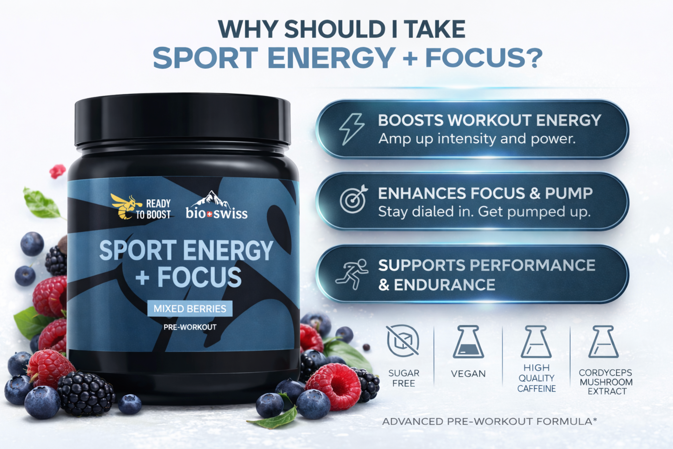 SPORT ENERGY + FOCUS - Saveur Fruits rouges mélangés 